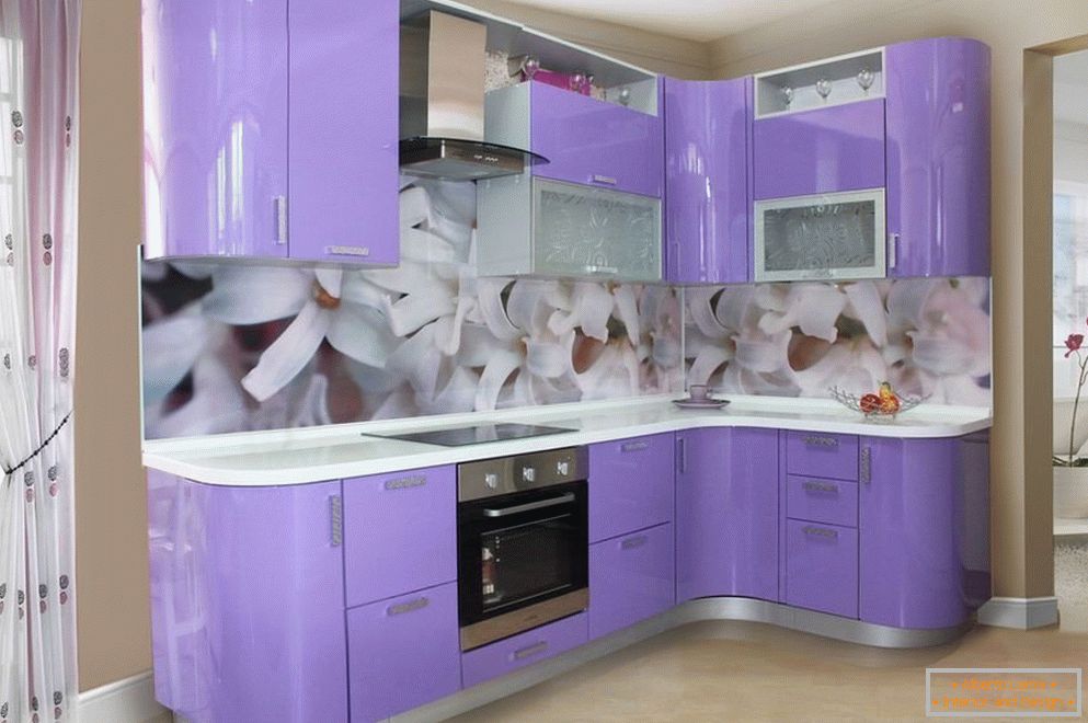 Purple bucătărie cu flori de sus