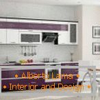 Bucătărie spațioasă, violet-albă