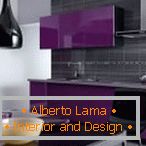 Bucătărie elegantă violet с черным фартуком