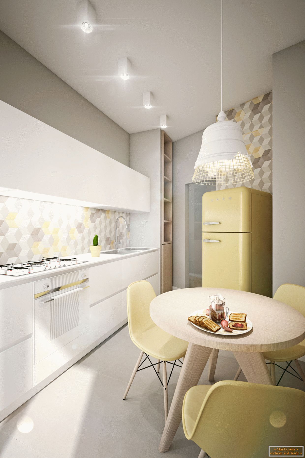Apartament de design în culori pastelate: bucătărie