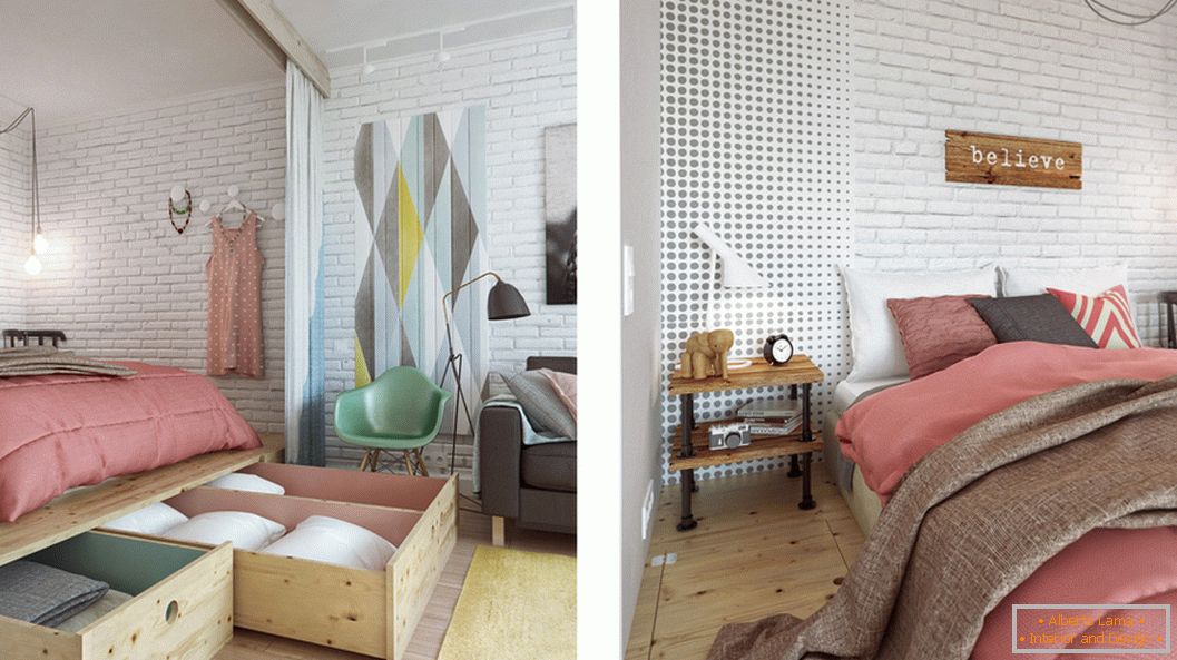 Design de dormitor într-un mic apartament din Moscova