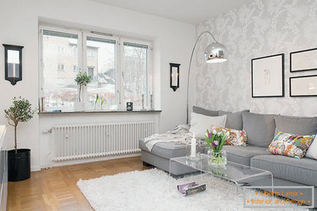 Camera de zi a unui apartament mic din Goteborg