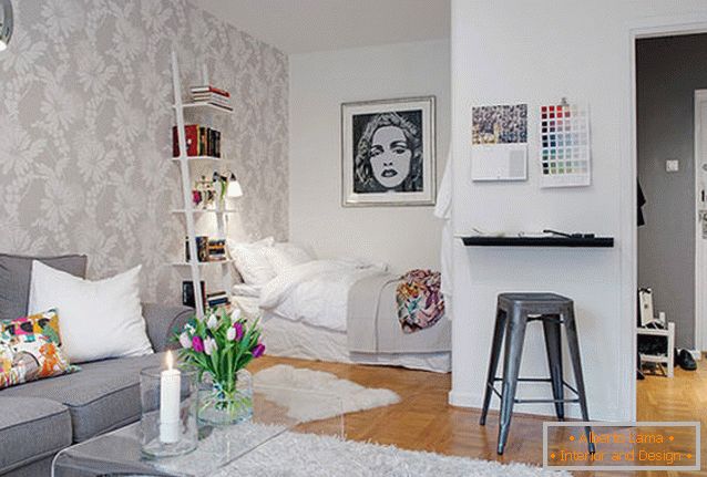 Un dormitor într-un apartament mic din Gothenburg