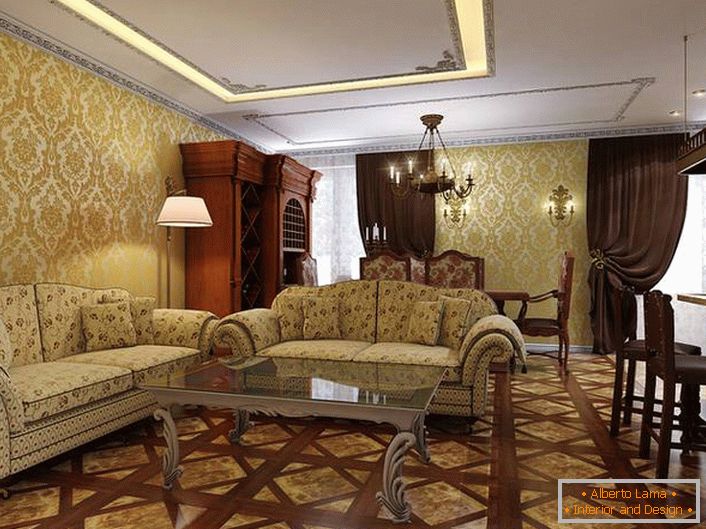 O cameră de oaspeți luminoasă, cu mobilier din lemn de culoare maro închis.