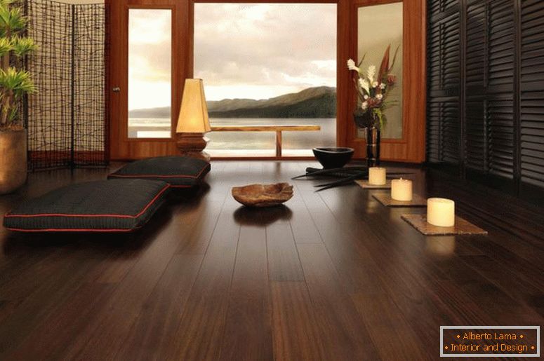 rășină-întuneric-lemn de esență tare-podele-cu-otomane-pentru-living-japonez-stil-mobila-naturale-plante și candelabre-lampă-ca-decorare tavan-design-minunat-japonez interior design interior design -schools-how-ului