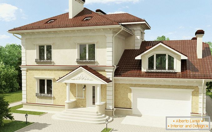 Proiecte de case cu garaj sub un acoperiș (наземный боковой) фото