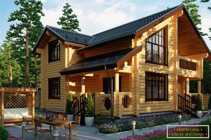 Casă rustică într-un stil rustic dintr-o casă de busteni - o alegere a majorității proprietarilor moderni ai imobilelor din mediul rural.
