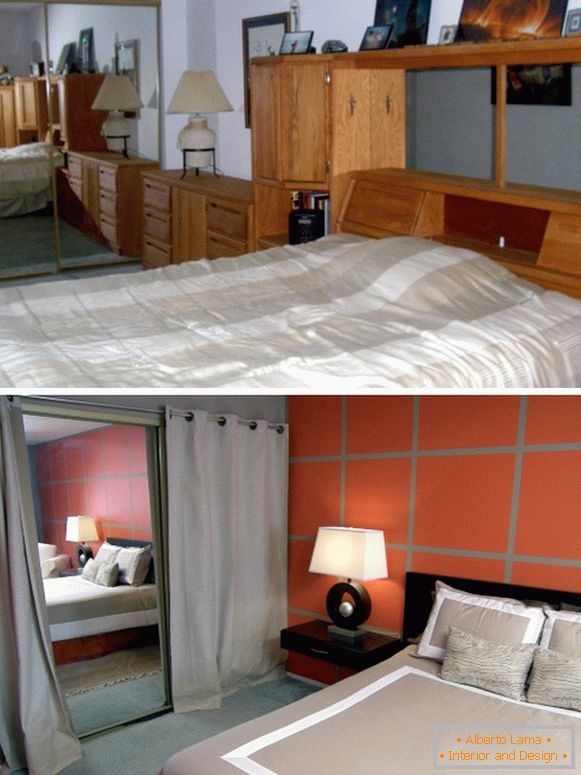 Fotografii ale dormitorului înainte și după