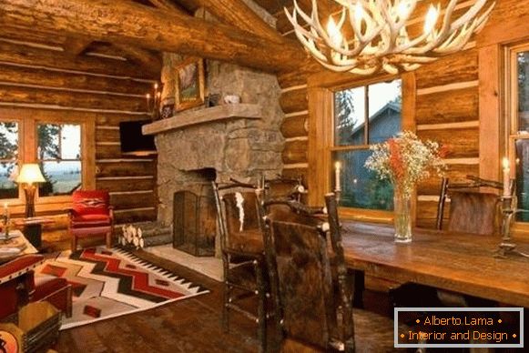 Interiorul unei case din lemn în interior - fotografii în stilul unei cabane