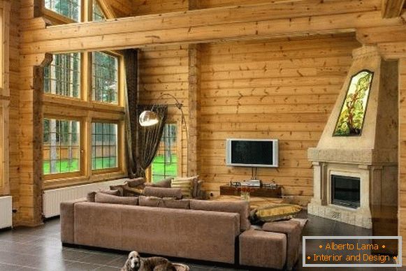 Interior de o casa de lemn din grinzi lipite - fotografie in interior