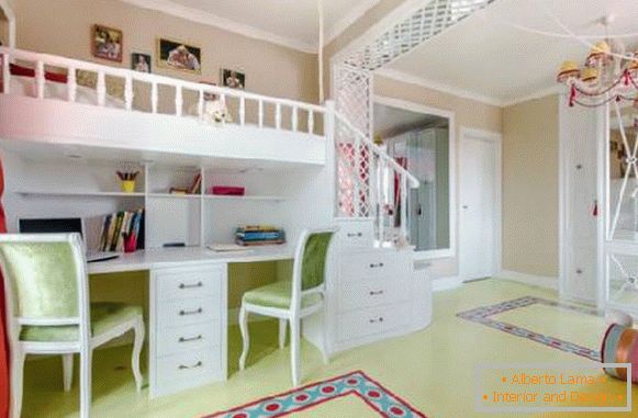designul interior al unei camere pentru copii pentru două fete, foto 11