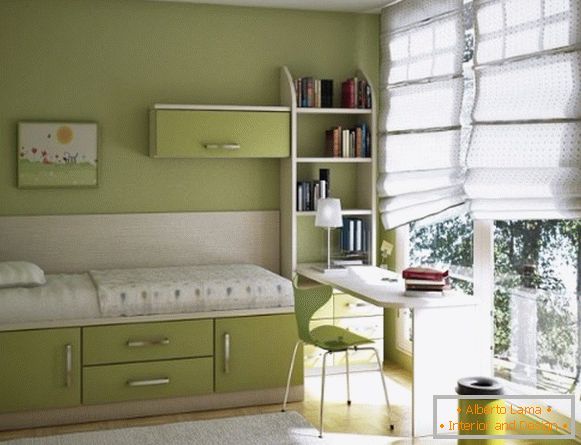 exemplu de utilizare a mobilierului în interiorul unui dormitor pentru copii mici