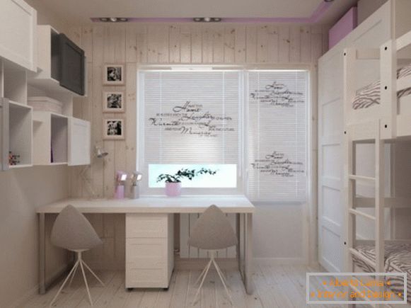 exemplu de proiectare a unui interior luminos al unui dormitor pentru copii pentru doi copii