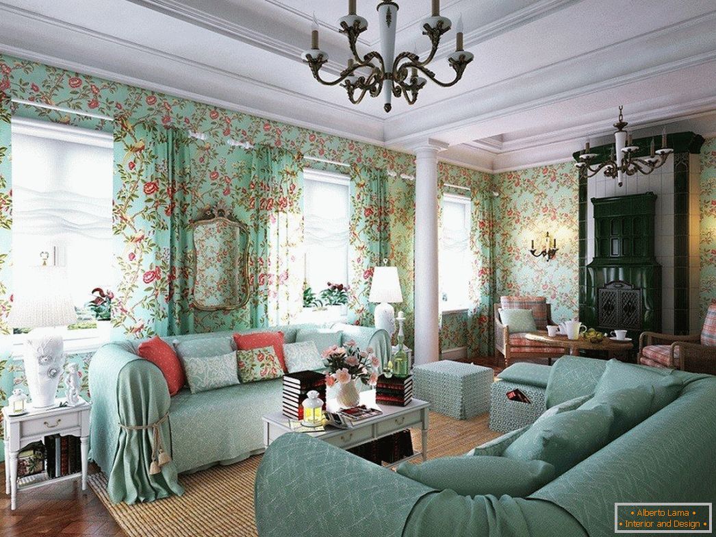 Interiorul clasic al livingului într-o casă privată