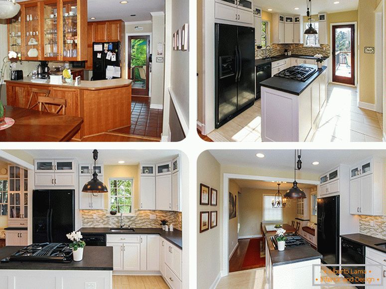 Interiorul unei bucătării mici înainte și după reamenajare