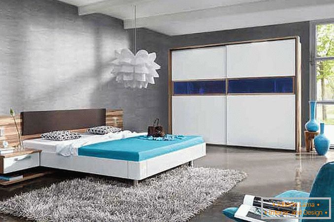 designul unui dormitor în fotografia de înaltă tehnologie
