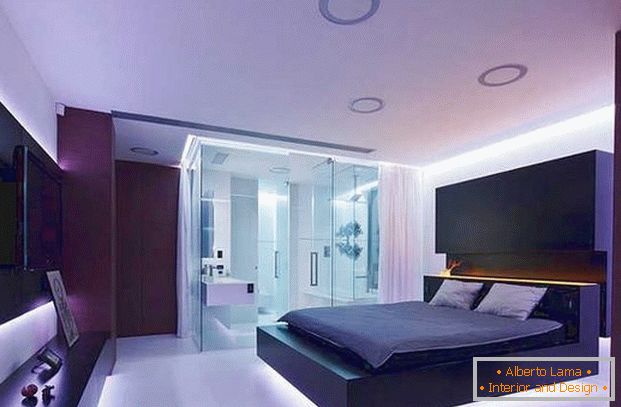 dormitor interior în stil high-tech
