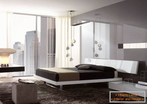Stil de înaltă tehnologie în fotografia de design a dormitorului