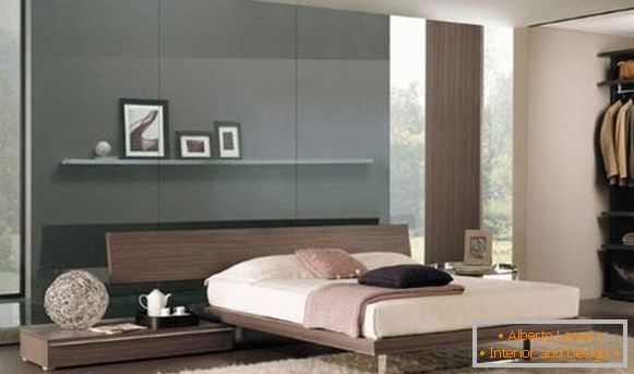 Dormitor modern în stil de înaltă tehnologie - schema de culori