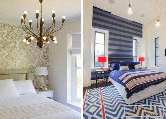 Cele mai bune idei cum să combinați tapetul pentru pereți - dormitor foto
