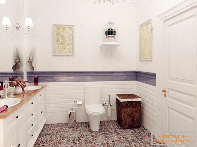 Interiorul unei băi mici combinate cu o toaletă