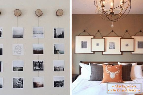 Fotografii frumoase pe perete - design interesant al camerei