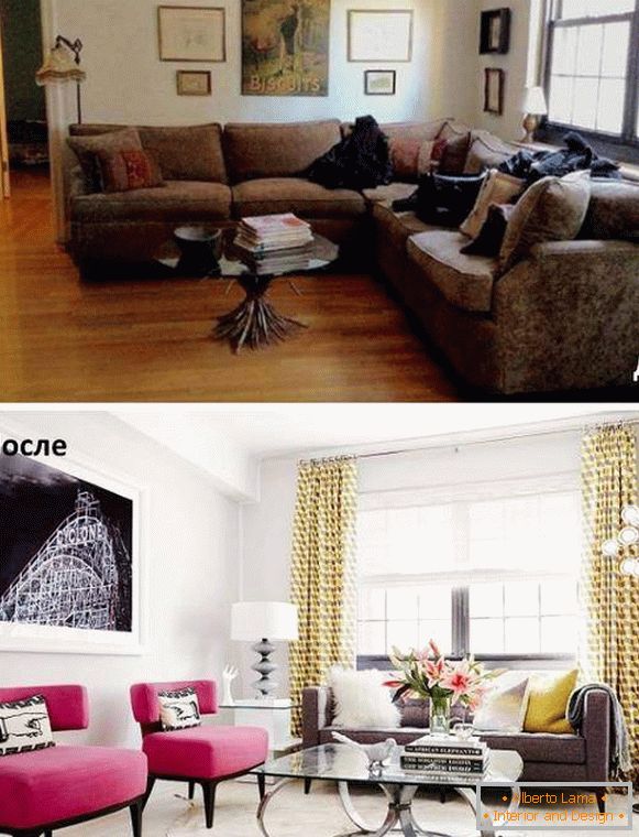 Cum să aranjați mobilierul în camera de zi - fotografii înainte și după remaniere