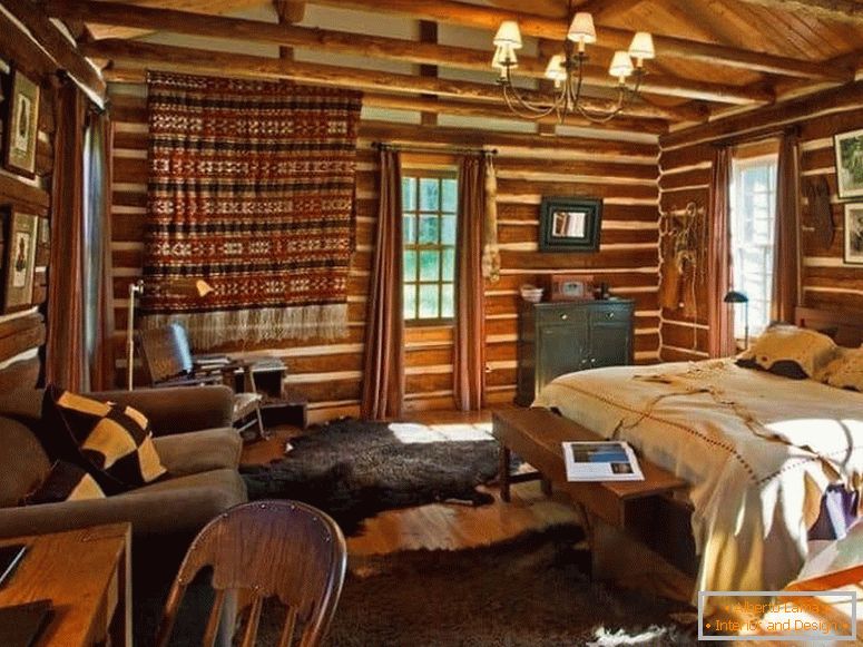 Dormitor într-o casă de țară în stilul unei țări