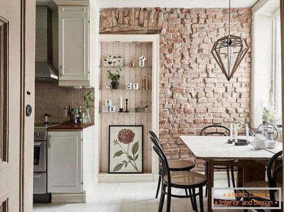 Cum să arate peretele de cărămidă în interiorul bucătăriei