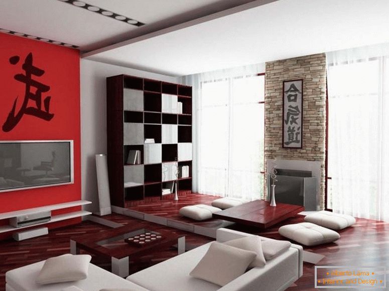 Cameră spațioasă, în culori roșii și albe