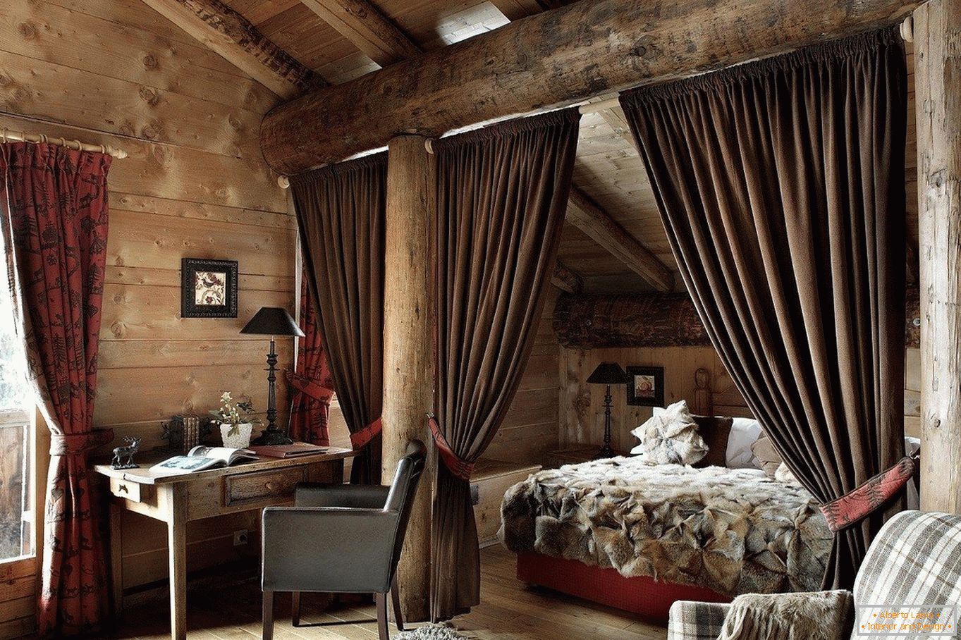 Dormitor în stil rustic