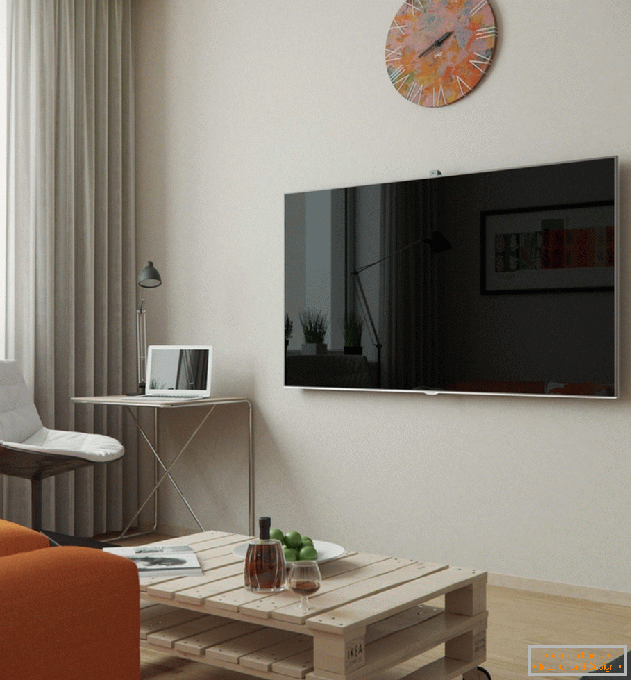 Exemplu de design interior al unei camere de zi mică în fotografie
