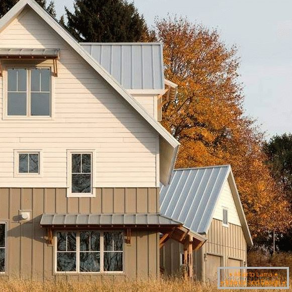 Ce culoare să picteze fațada unei case private - fotografie a unei case cu două etaje