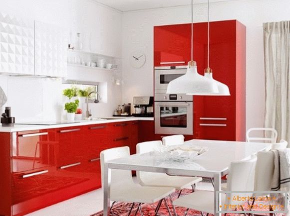Designul unei fotografii de bucătărie albă roșie 13