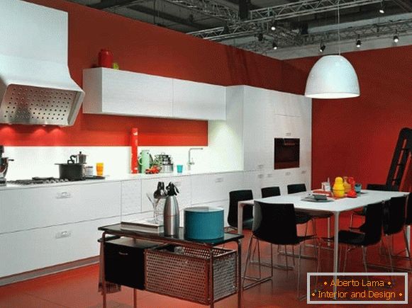 Designul unei fotografii de bucătărie albă roșie 23