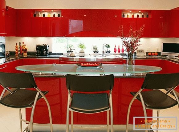 Bucătărie în tonuri roșii fotografie 24