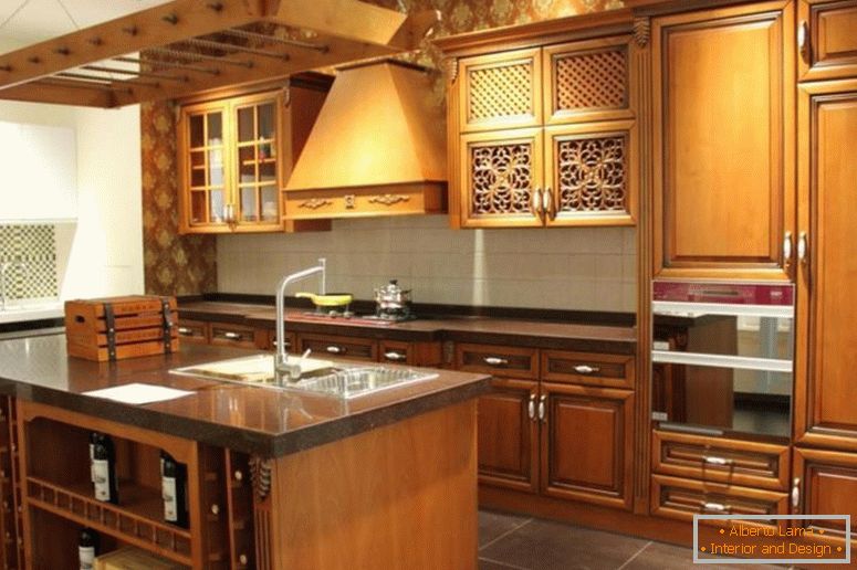 modă-lemn-dulap-pentru-bucătărie-design de iluminat-idee în tavan-de-a lungul negru-granit-blat-bucătărie-island_white-tigla-perete-backsplash-jpg