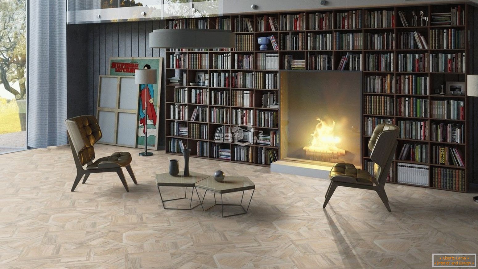 Interiorul modern al livingului cu linoleum