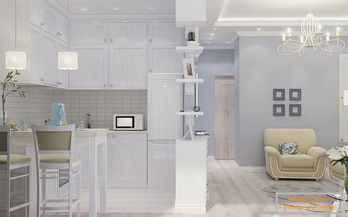 Exemplu de design interior al unei mici bucătării în fotografie