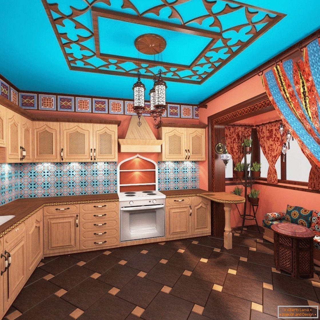 Bucătărie cu un stil marocan luminos