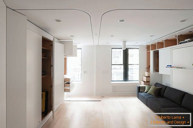 Interior multifunctional de apartament-transformator din New York