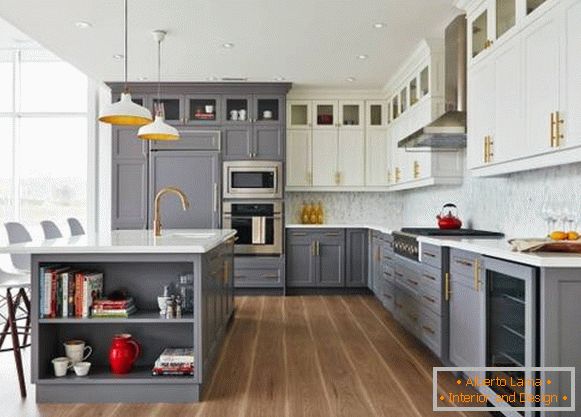 Dulapuri cu două culori în bucătărie - design modern la 2018
