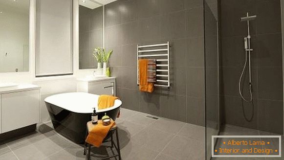 Design de baie în stil gri și minimal