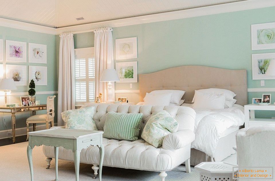 Culoarea mentă în designul dormitorului