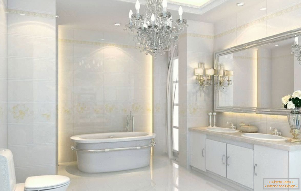 Design de baie în alb în stil neo-clasic