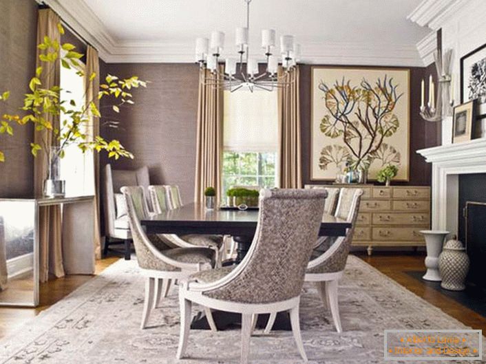Camera de zi în stil neoclasic. Interiorul combină elegant elementele de simplitate, modestie și eleganță.