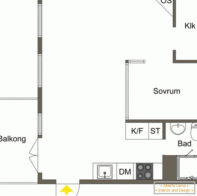 Planificarea unui apartament studio în stil scandinav