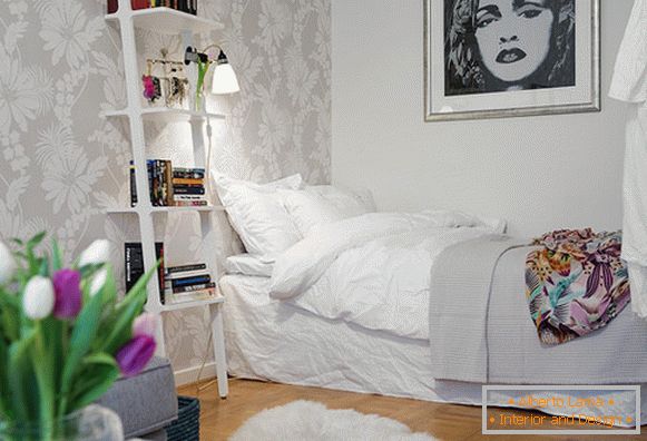 Camera de zi a unui apartament mic din Gothenburg