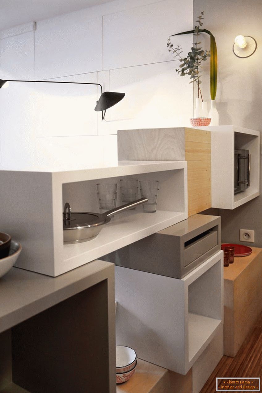 Bucătărie elegant mic apartament studio