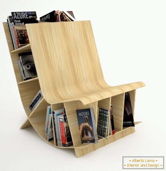 Scaun din lemn - bibliotecă din studioul Fishbol Design Atelier